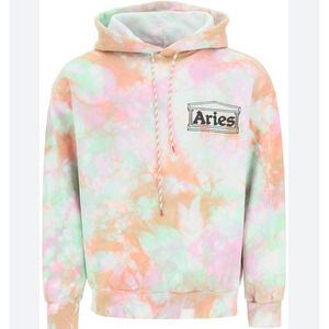 Aries Temple Cotton Logo Print Tie Dyed Hoodie Multi Size L 400133